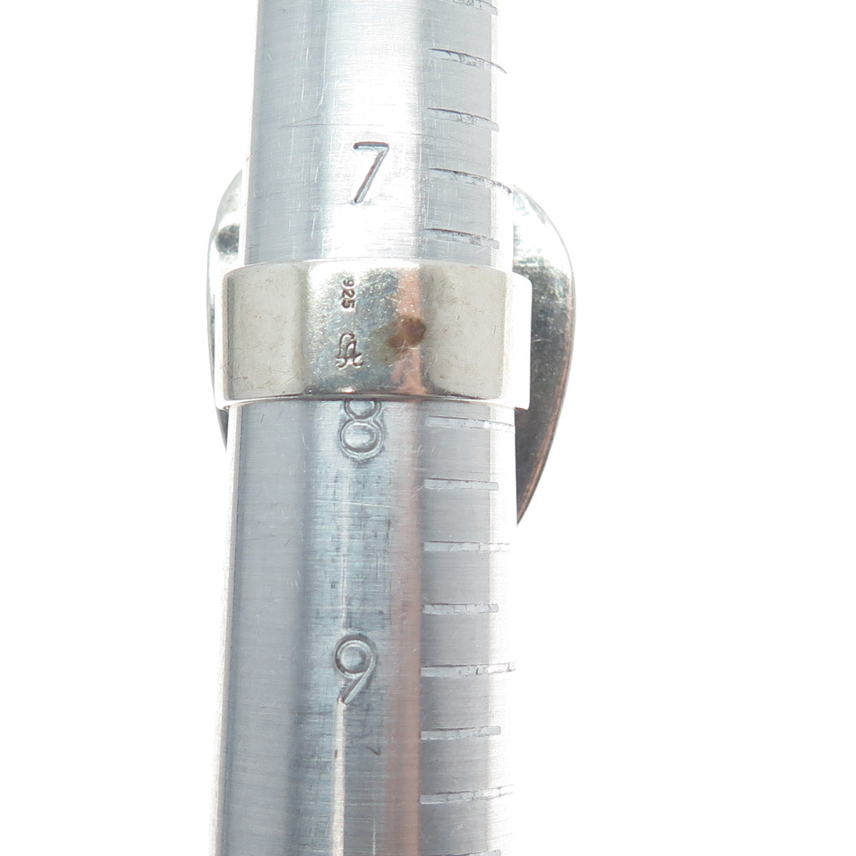 925 Sterling Silver Vintage LA Poland Real Amber Modernist Domed Ring Size 8