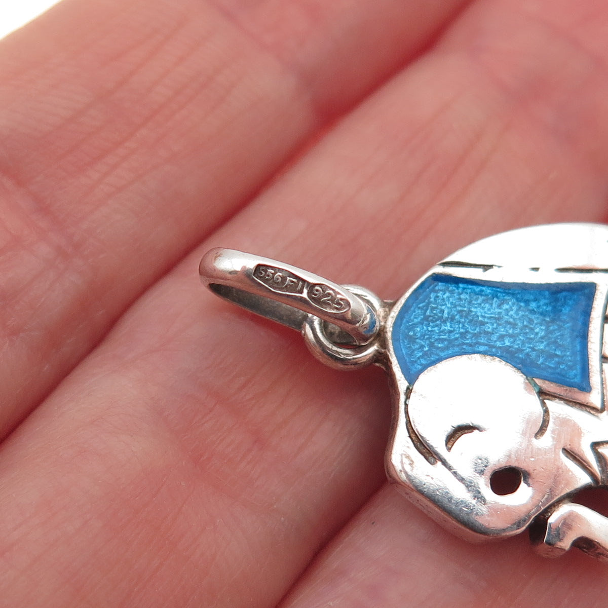 925 Sterling Silver Vintage Italy Enamel Elephant Charm Pendant