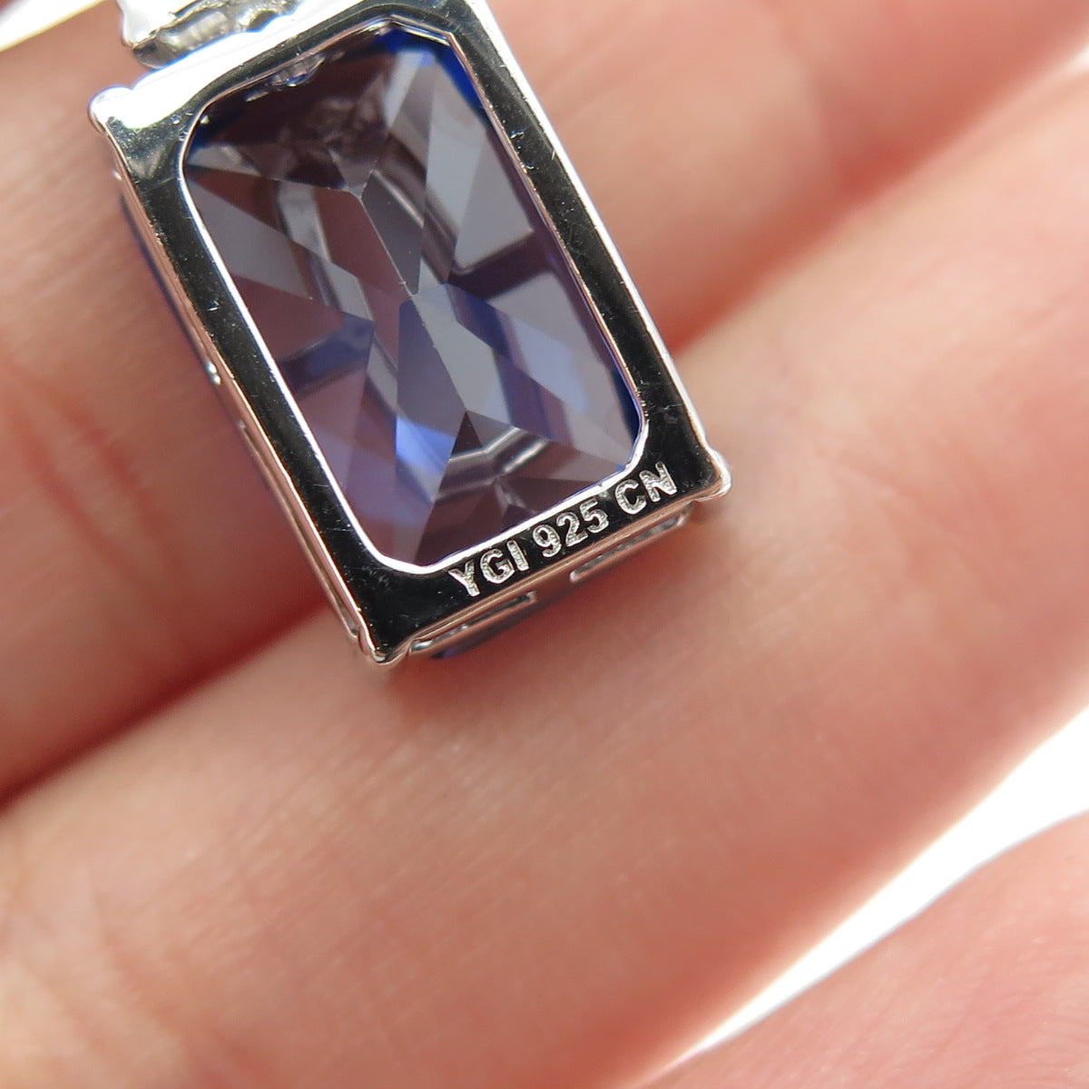 925 Sterling Silver Radiant & Princess-Cut Blue White C Z Graduated Earrings