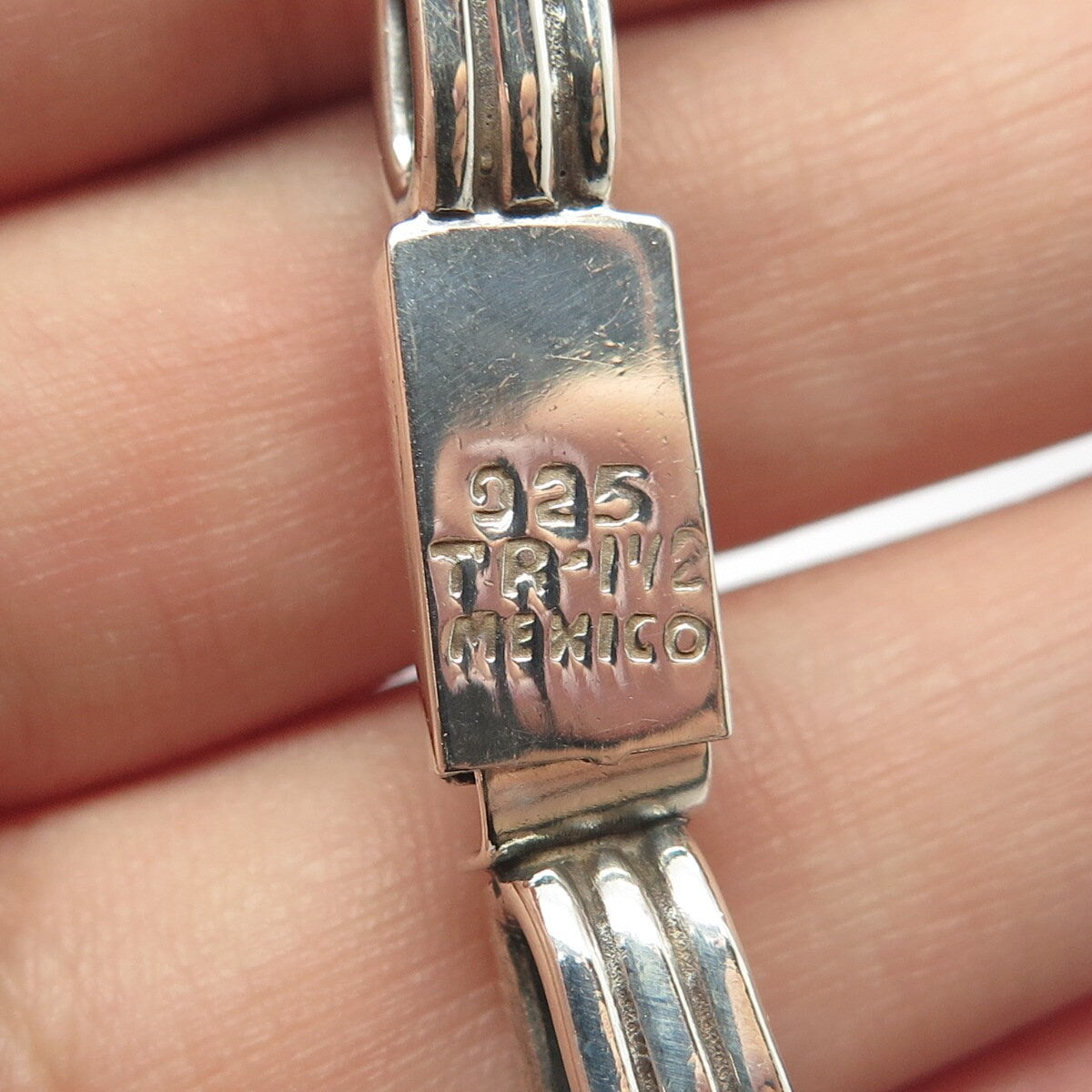 925 Sterling Silver Vintage Mexico Modernist Link Bracelet 7.5"