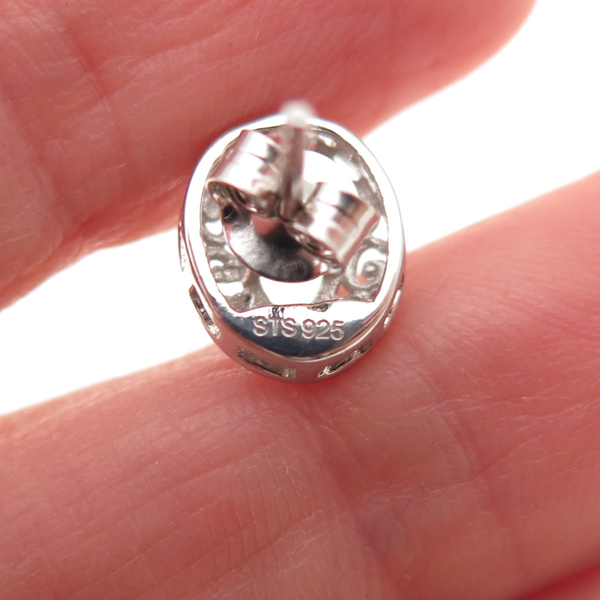 Chuck Clemency 925 Sterling Silver Real Green Amethyst Stud Earrings