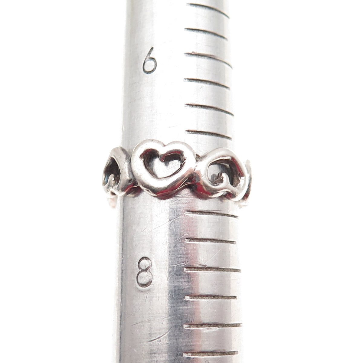 925 Sterling Silver Vintage Open Heart All Around Oxidized Ring Size 7.25