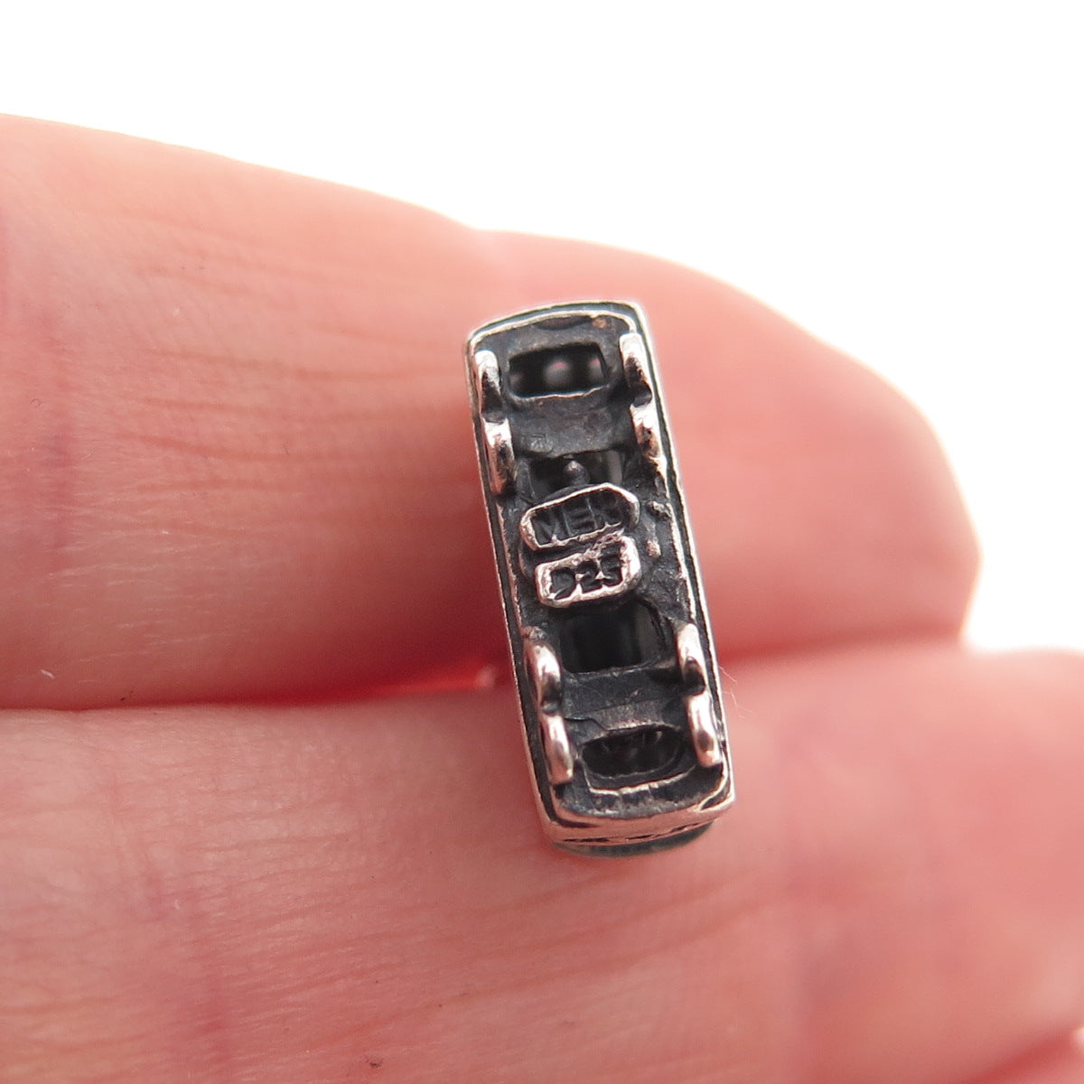 925 Sterling Silver Vintage Mexico Cable Car Oxidized 3D Charm Pendant