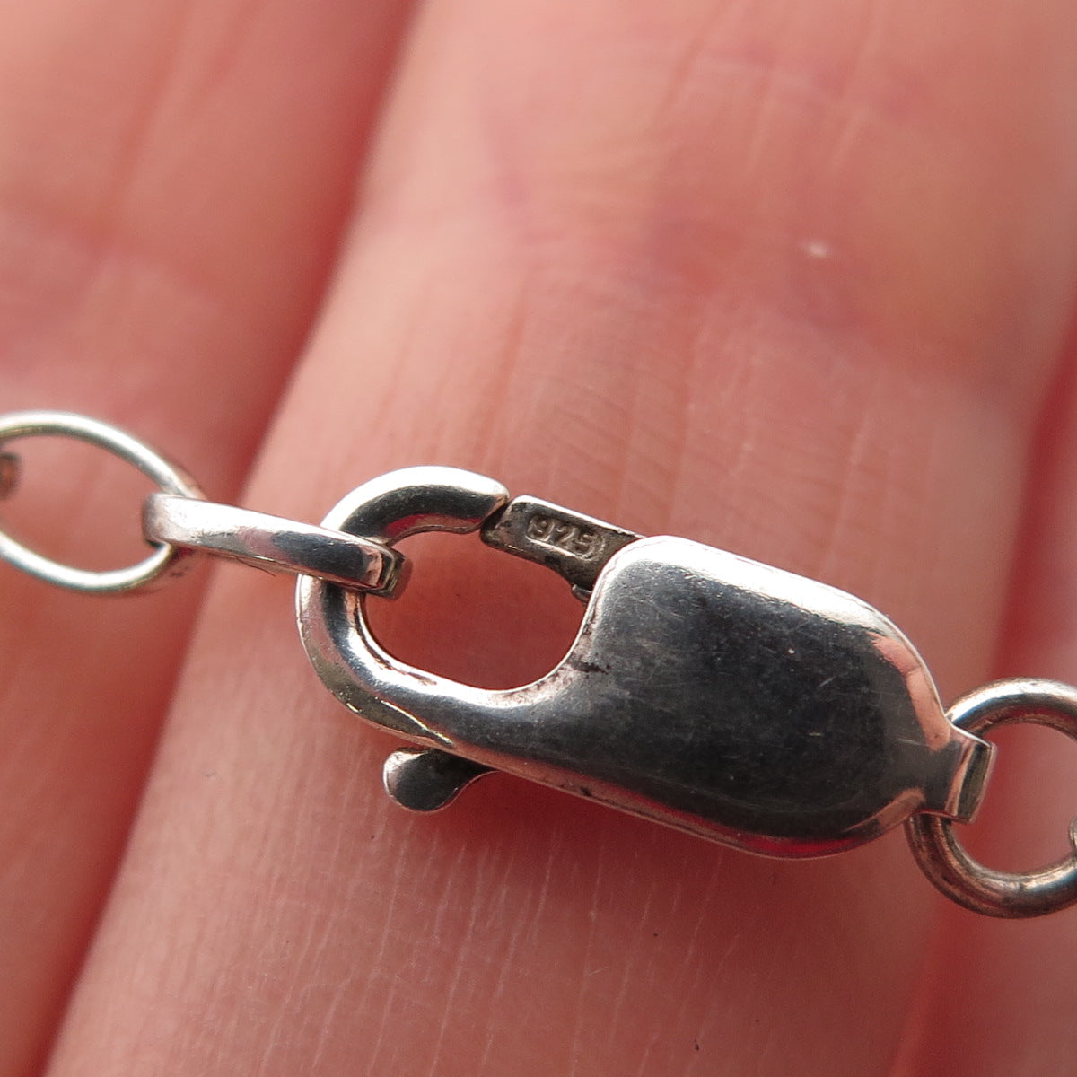 925 Sterling Silver Vintage Israel Real Labradorite Quartz Pearl Necklace 16-18"