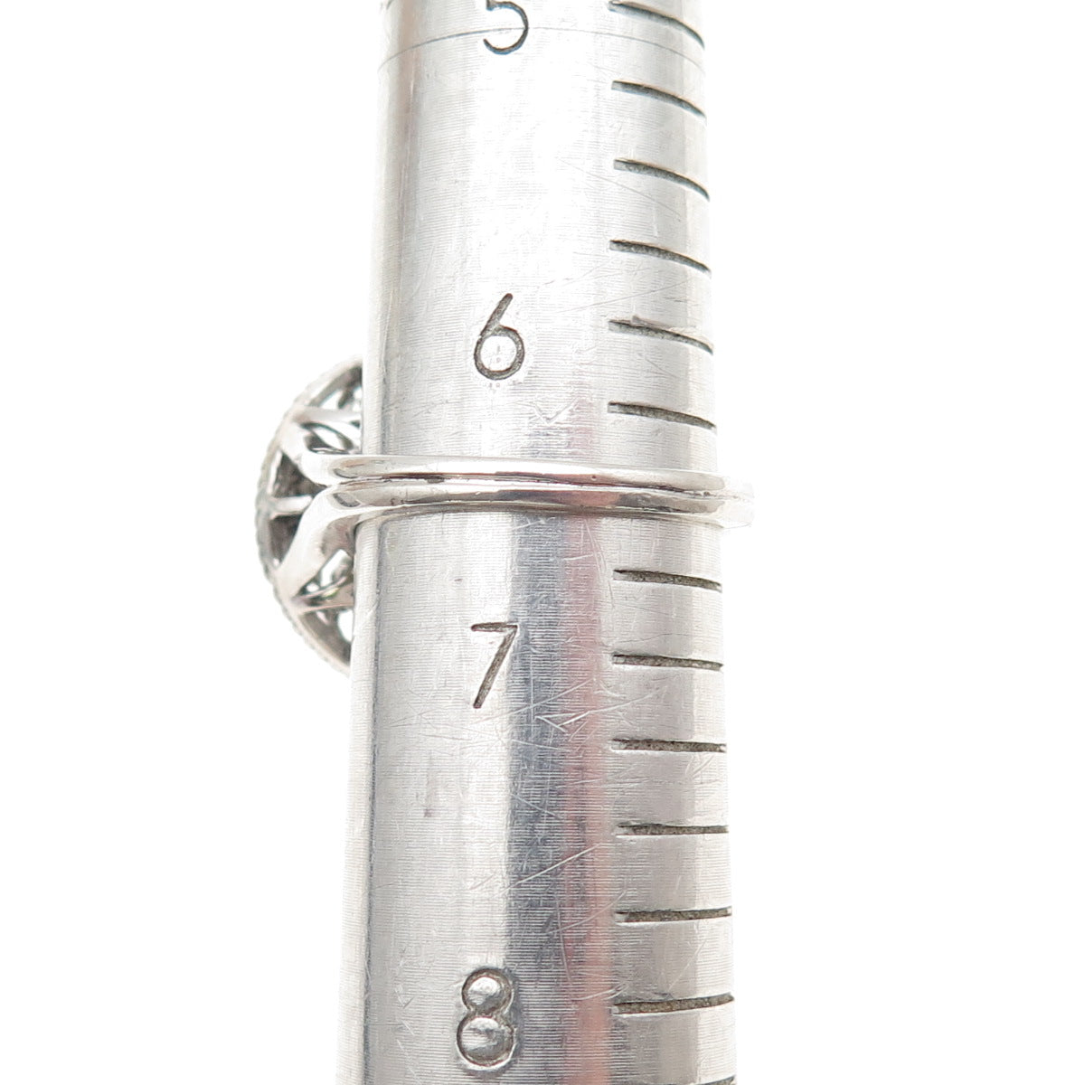 OLIVIA 925 Sterling Silver Real Round-Cut 0.05 ct Diamond Floral Ring Size 6.5