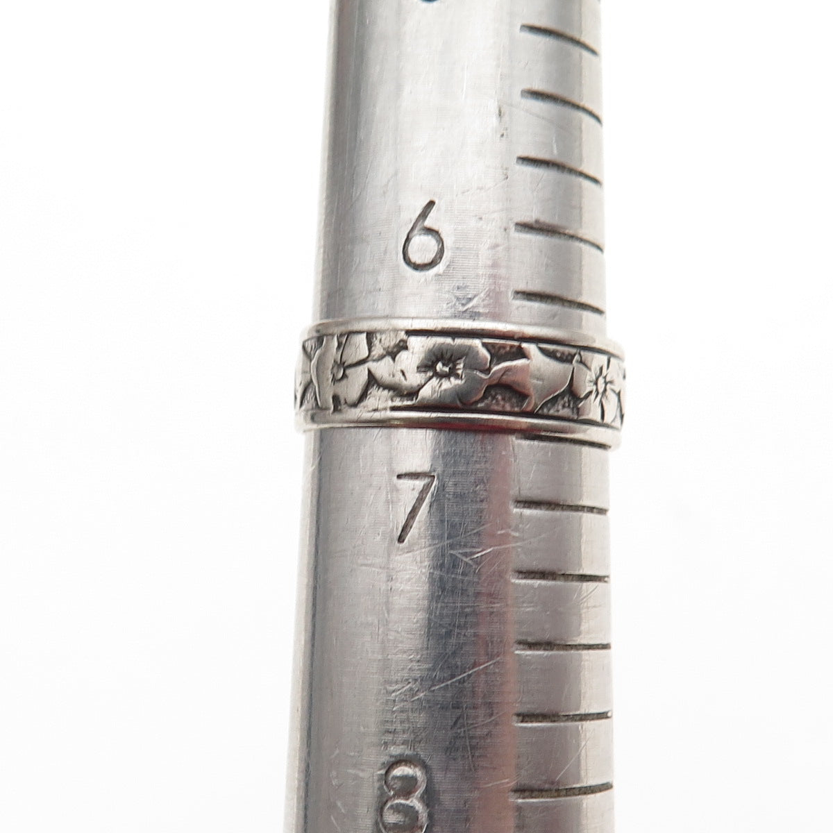 Uncas 925 Sterling Silver Antique Art Deco Forget Me Not Band Ring Size 6.75