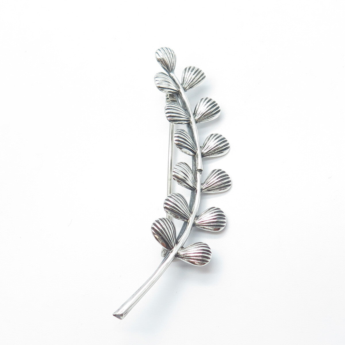 BEAU 925 Sterling Silver Antique Art Deco Laurel Leaves Pin Brooch