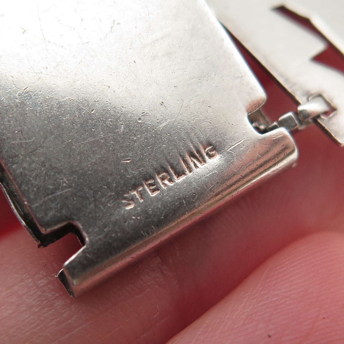 925 Sterling Silver Antique Art Deco Dove Peace Bird Panel Link Bracelet 6.5"