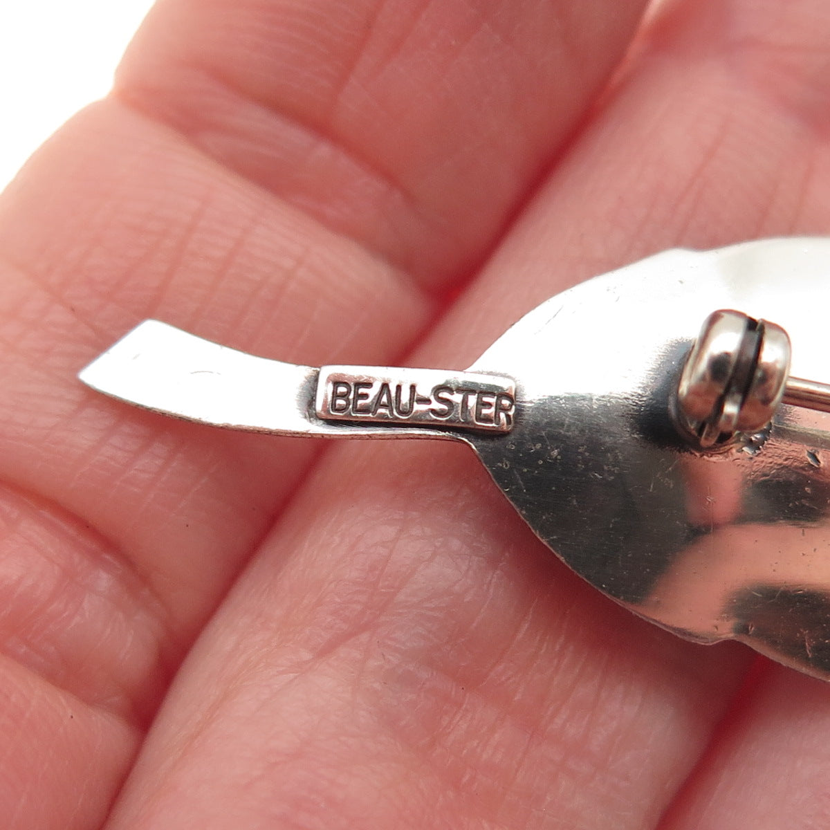 BEAU 925 Sterling Silver Vintage Feather Oxidized Pin Brooch
