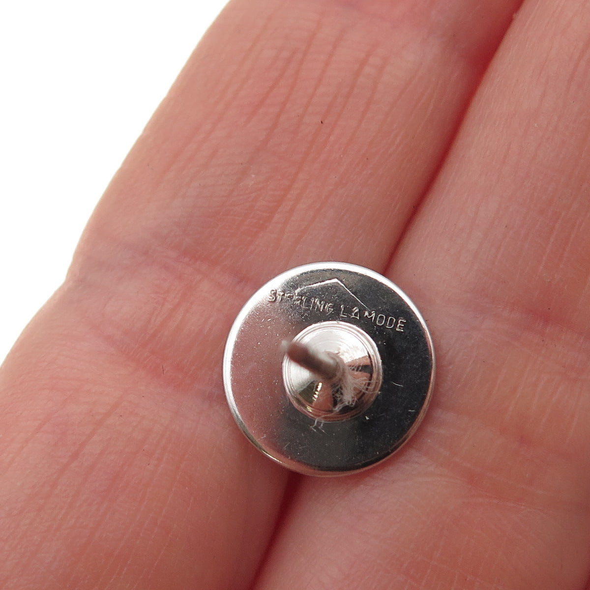 Lamode 925 Sterling Silver Vintage Round Tie Tack / Lapel Pin