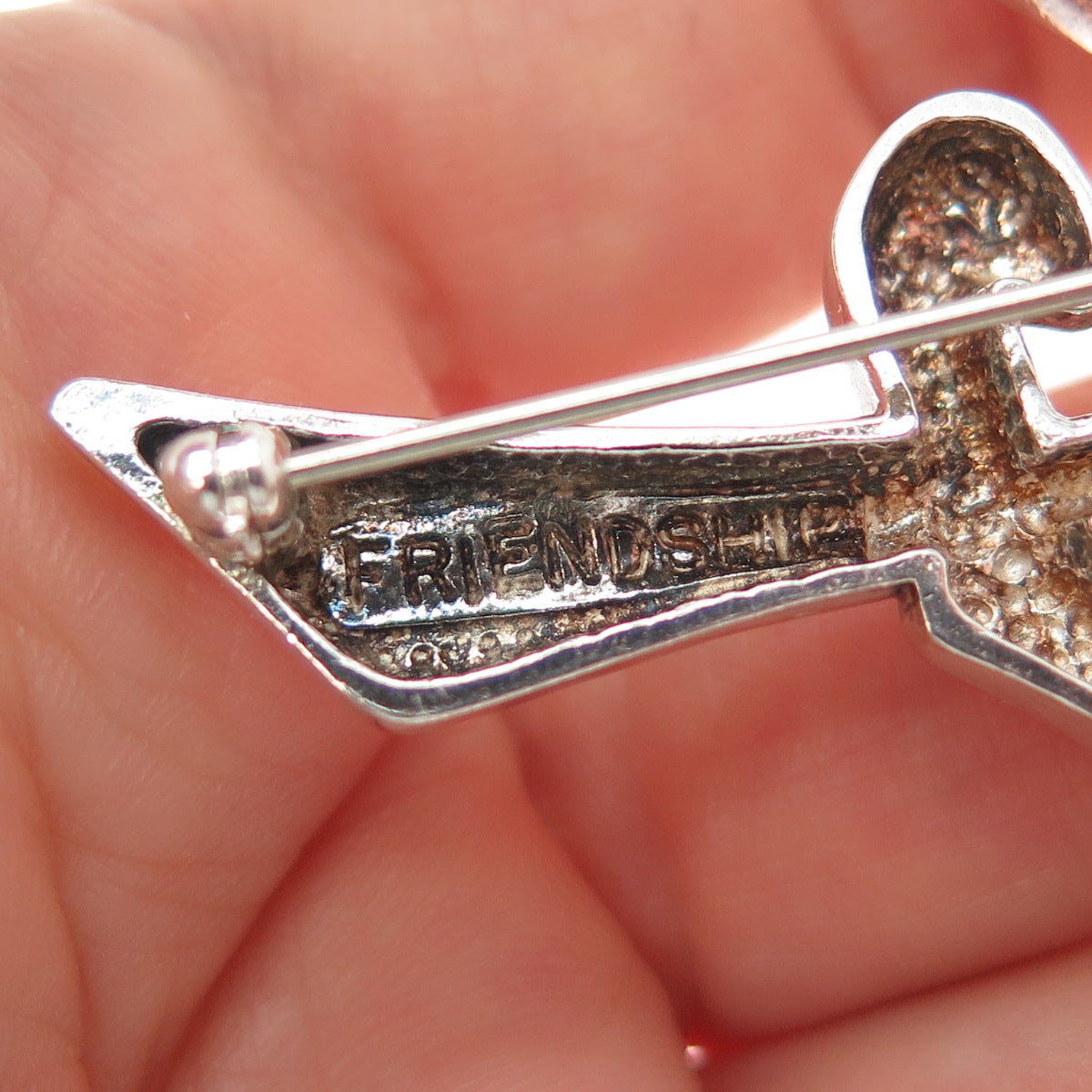 CHAPAL ZENRAY 925 Sterling Silver Vintage Friendship Modernist Pin Brooch