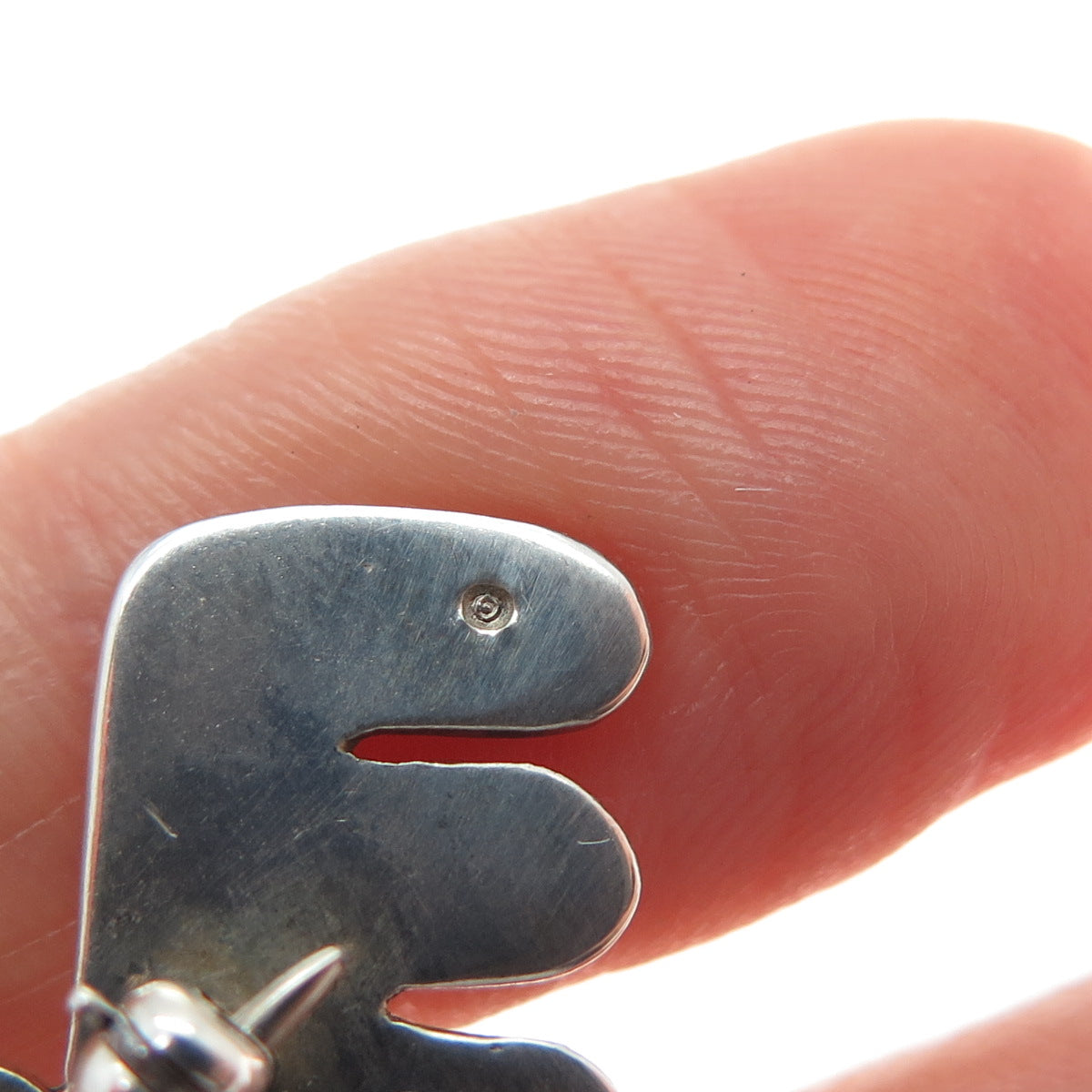 925 Sterling Silver Vintage Heart-Cut C Z Fore Pin Brooch