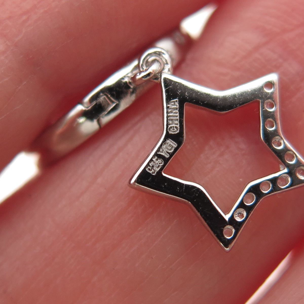 925 Sterling Silver Round-Cut C Z Star Dangle Hoop Earrings