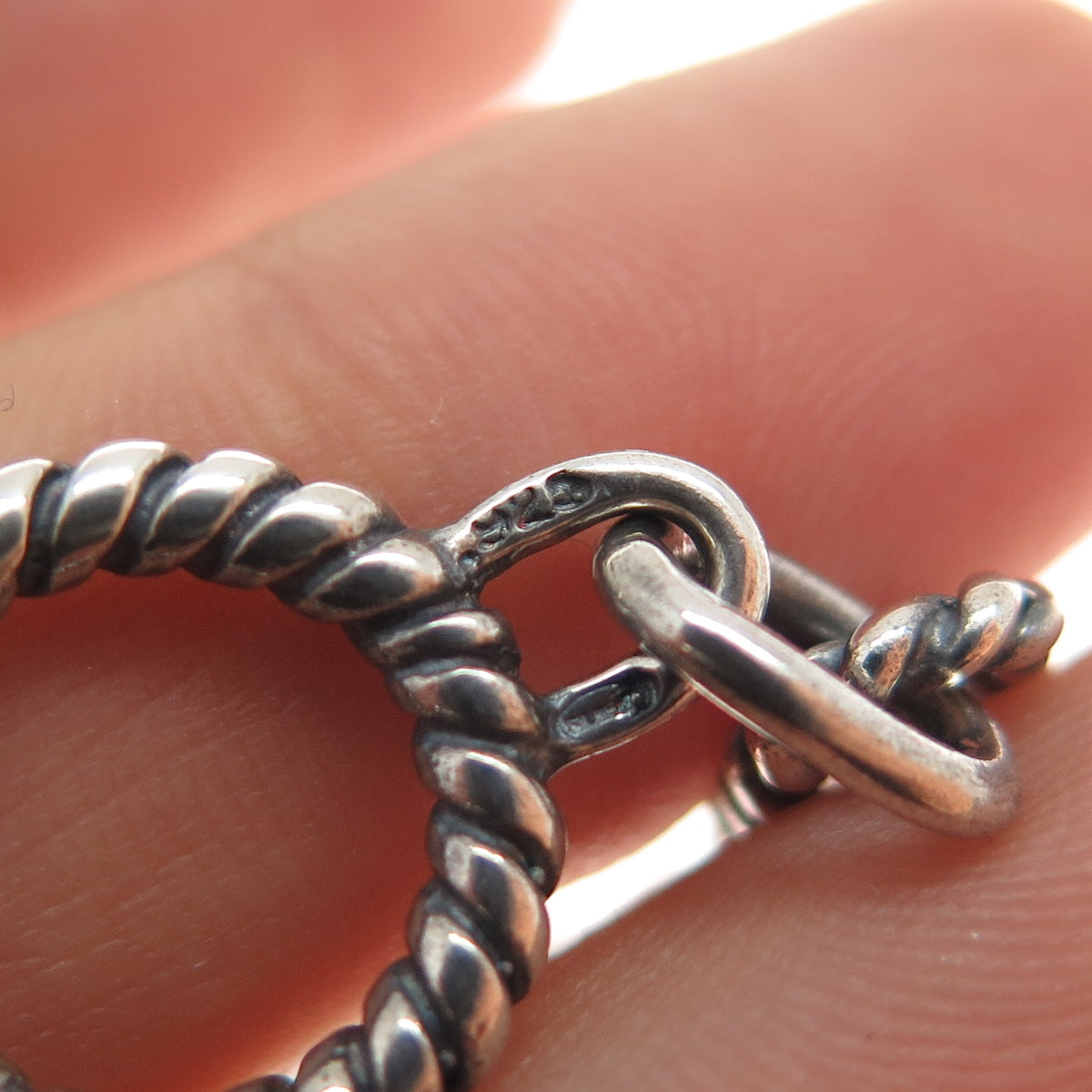 925 Sterling Silver Vintage Cable Link Oxidized Bracelet 7.25"