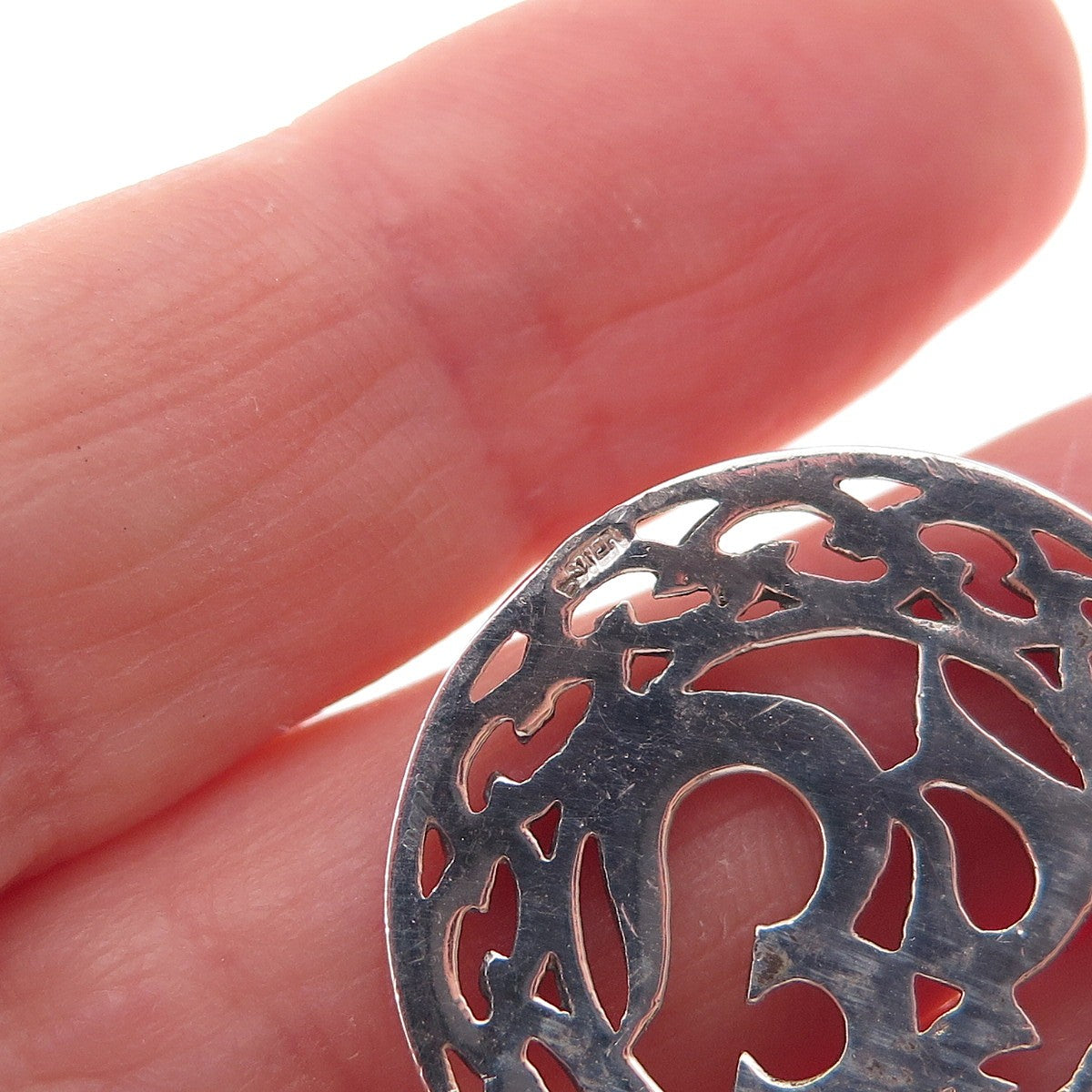 925 Sterling Silver Vintage Om Mantra Oxidized Charm Pendant