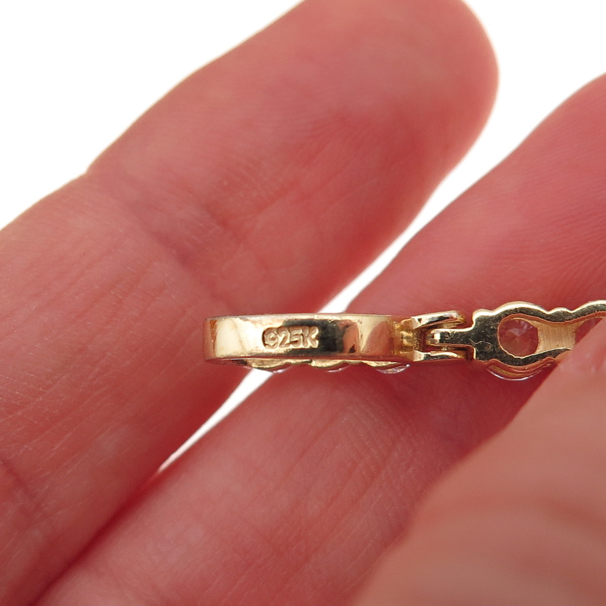 925 Sterling Silver Gold Plated Round-Cut C Z Cross Pendant
