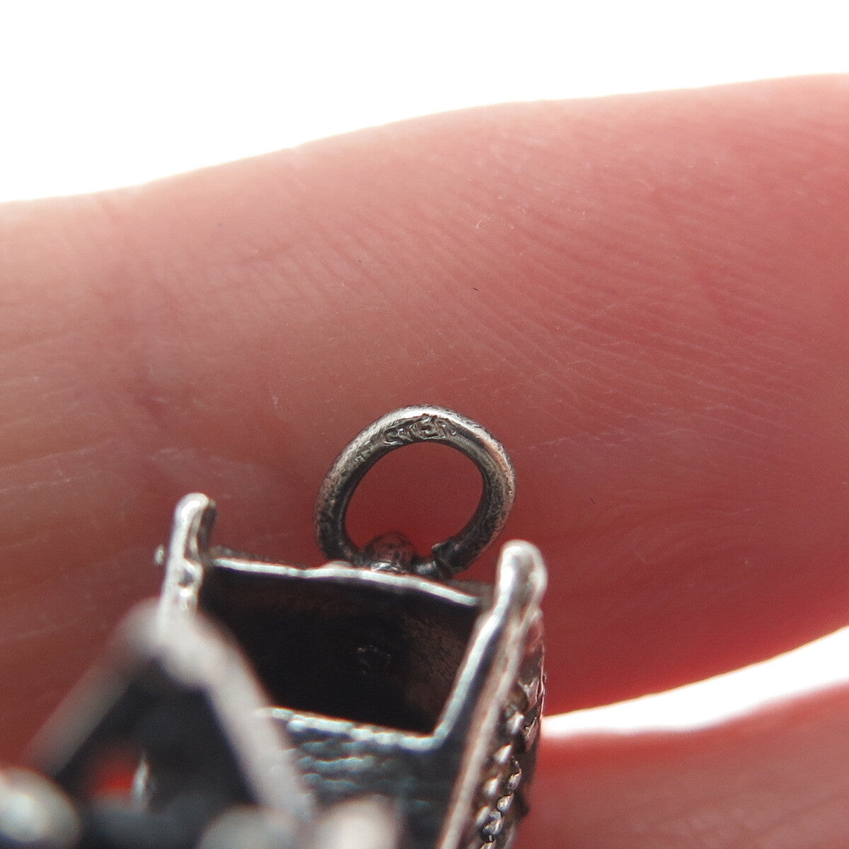 925 Sterling Silver Vintage Carriage Oxidized Minimalist 3D Charm Pendant