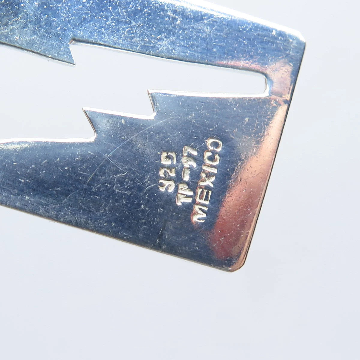 925 Sterling Silver Vintage Mexico Modernist Lightning Pendant