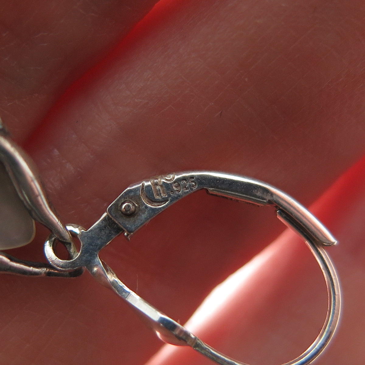 CAROLYN POLLACK 925 Sterling Silver Vintage Real MOP Teardrop Dangle Earrings