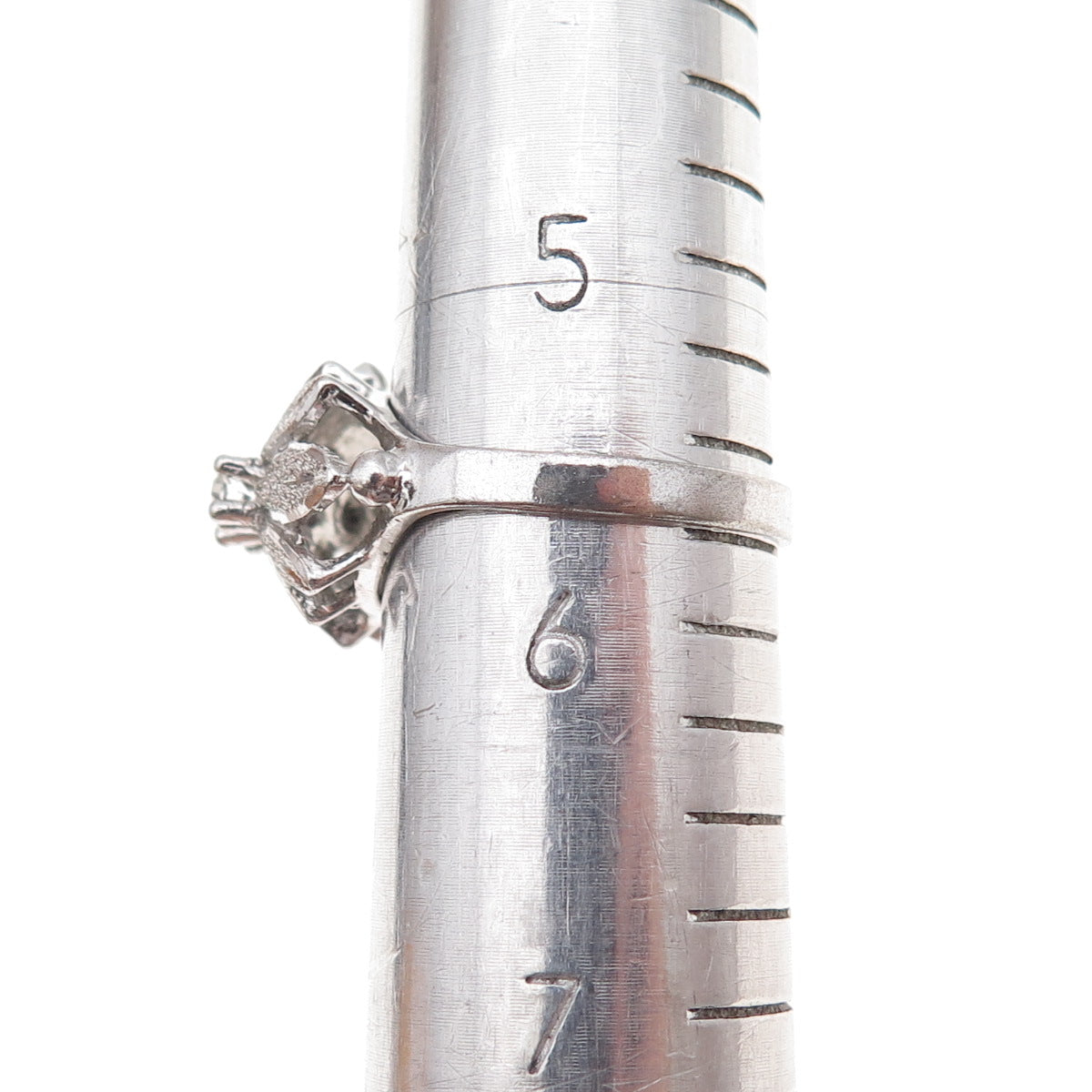 Uncas 925 Sterling Silver Antique Art Deco Rhinestone Floral Ring Size 5.75