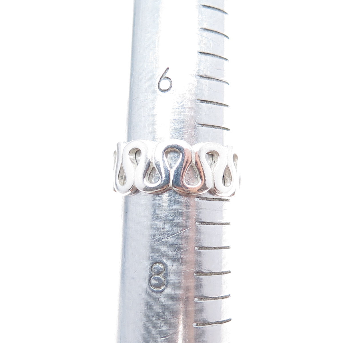 925 Sterling Silver Vintage Modernist Zig Zag Band Ring Size 7.25