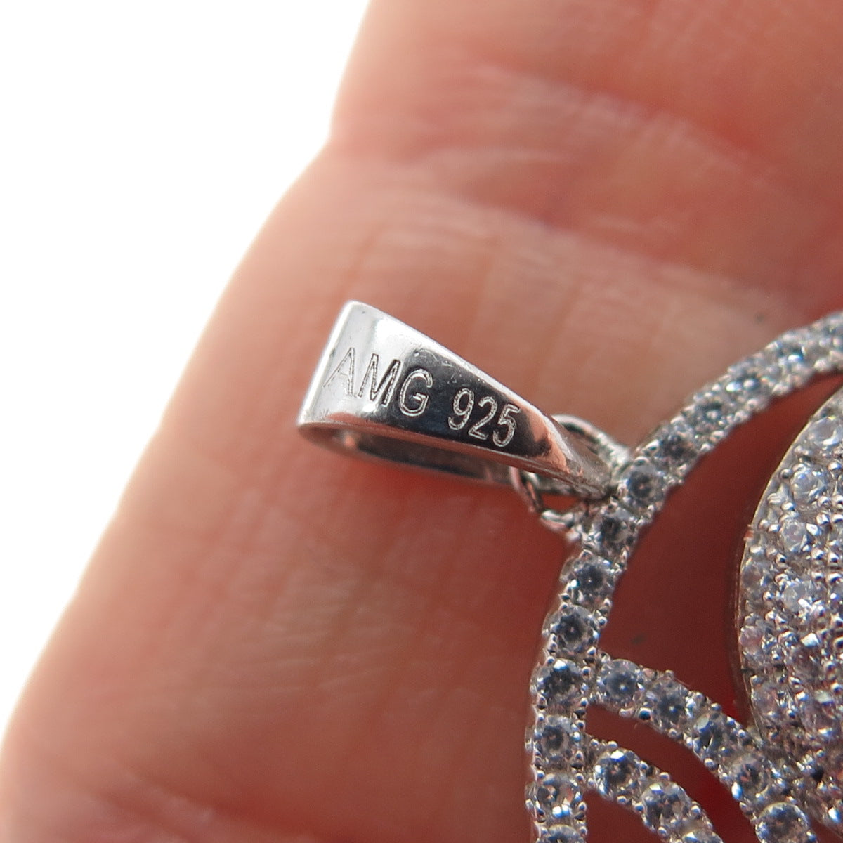 925 Sterling Silver Round-Cut Blue & White C Z Dolphin Charm Pendant