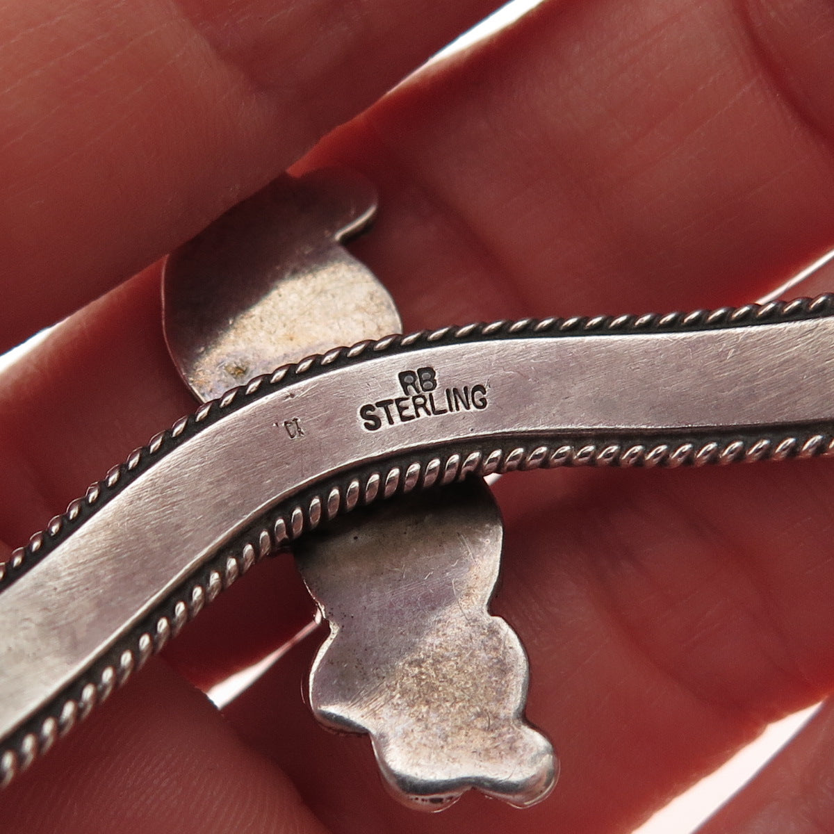 Richard Begay Navajo Old Pawn Sterling Malachite Pearl Adjustable Bracelet 6.25"