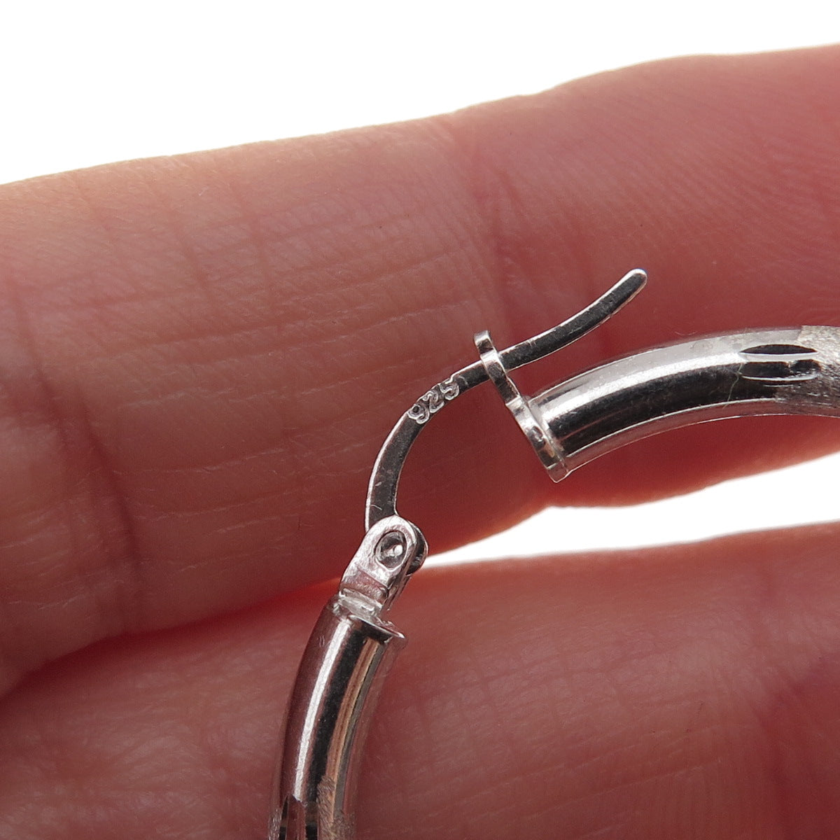 925 Sterling Silver Etched Hoop Earrings