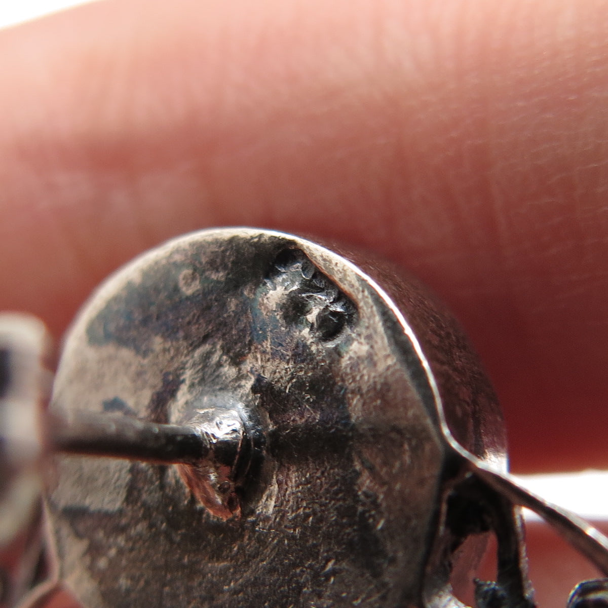 925 Sterling Silver Vintage Real MOP Door Knocker Ornate Oxidized Earrings