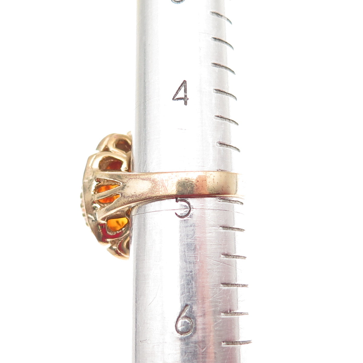 M.R.F. RESOURCES 925 Sterling Silver Gold Plated Vintage Real Amber Ring Size 5
