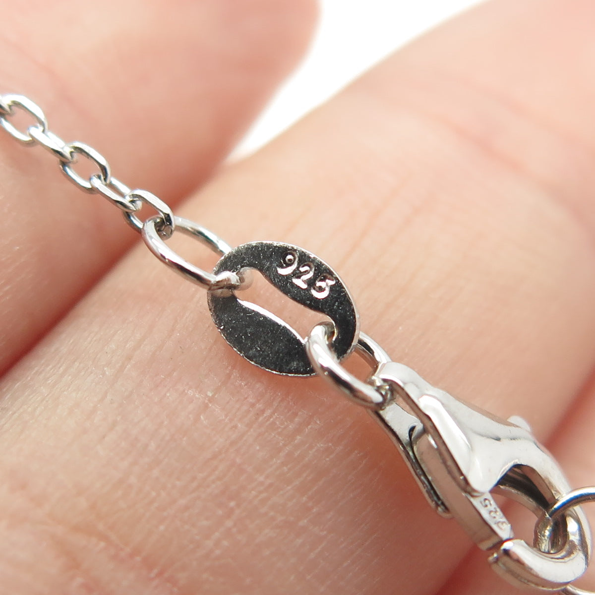 925 Sterling Silver Real MOP & Round-Cut C Z Floral Cable Chain Necklace 16-18"