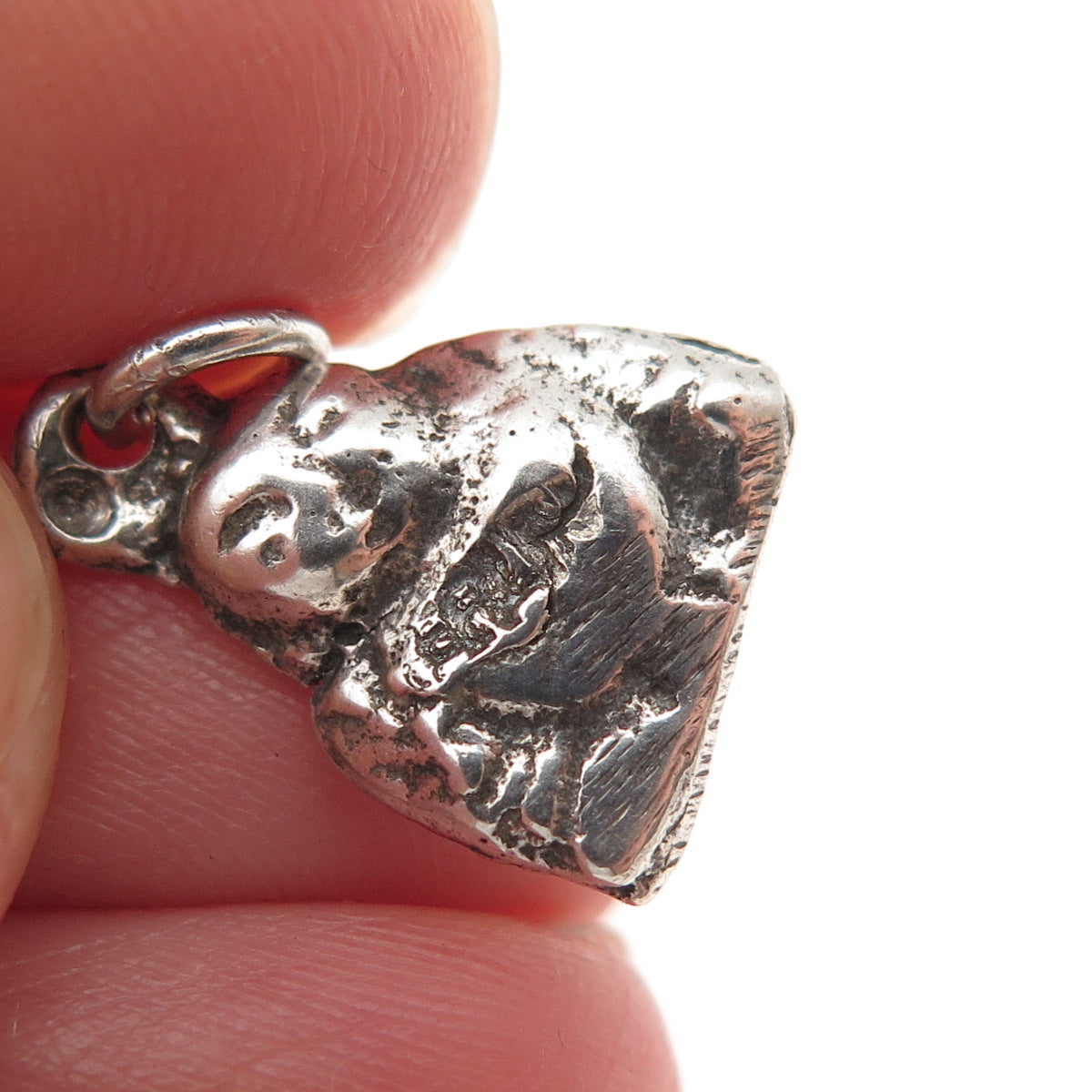 925 Sterling Silver Antique Art Deco Buddha Oxidized Mini Charm Pendant