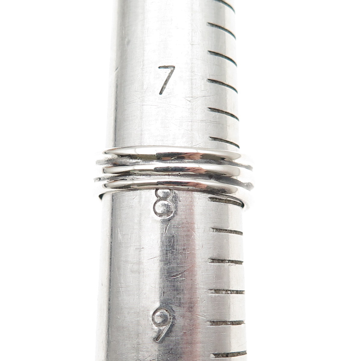 925 Sterling Silver Vintage Modernist Ribbed Wave Oxidized Ring Size 8