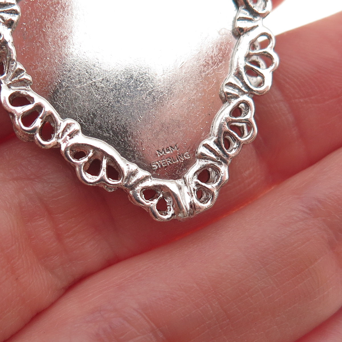 M&M Mark Mercy 925 Sterling Silver Vintage Happy Anniversary Heart Charm Pendant