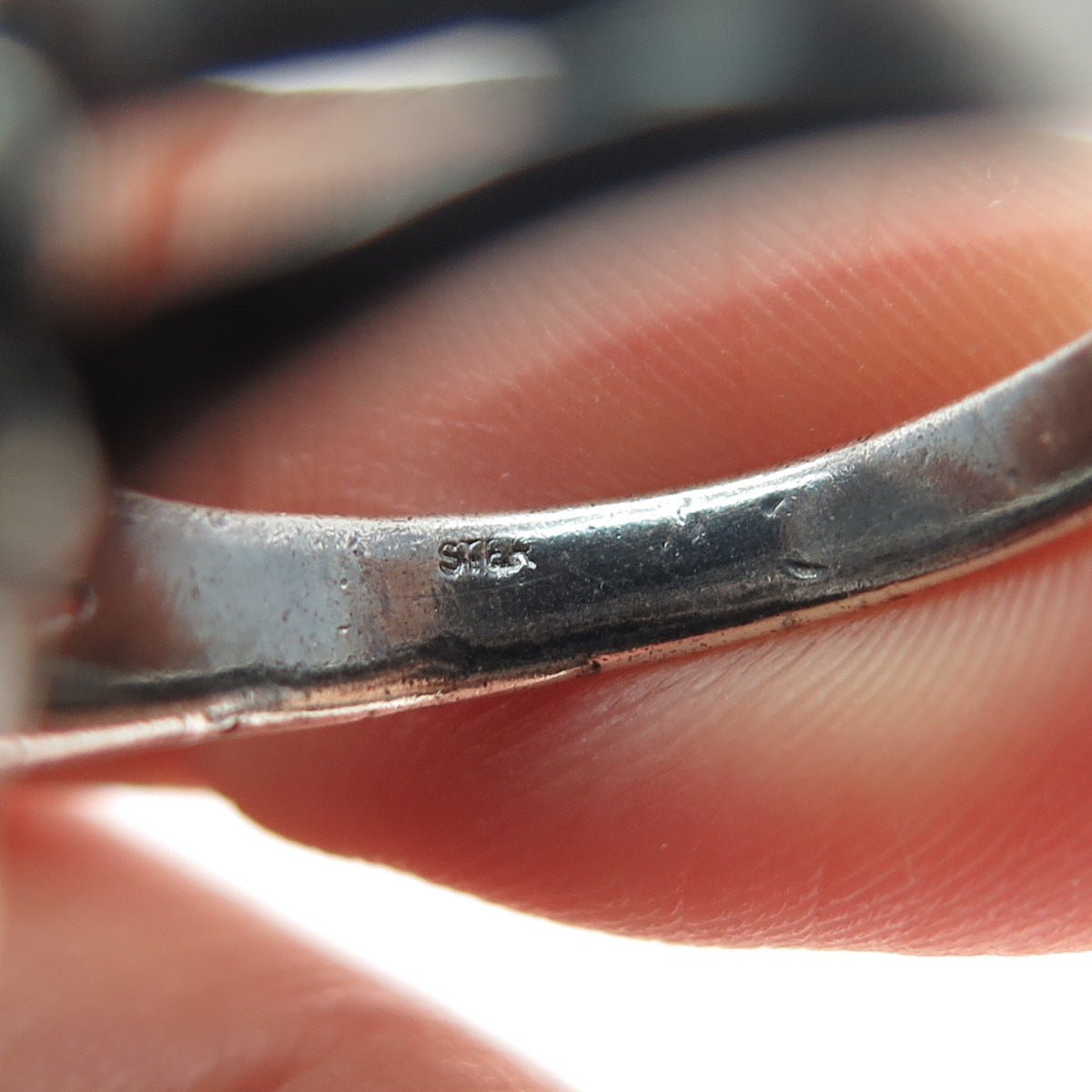 925 Sterling Silver Vintage Real Black Onyx Cannetille Oxidized Ring Size 9.5