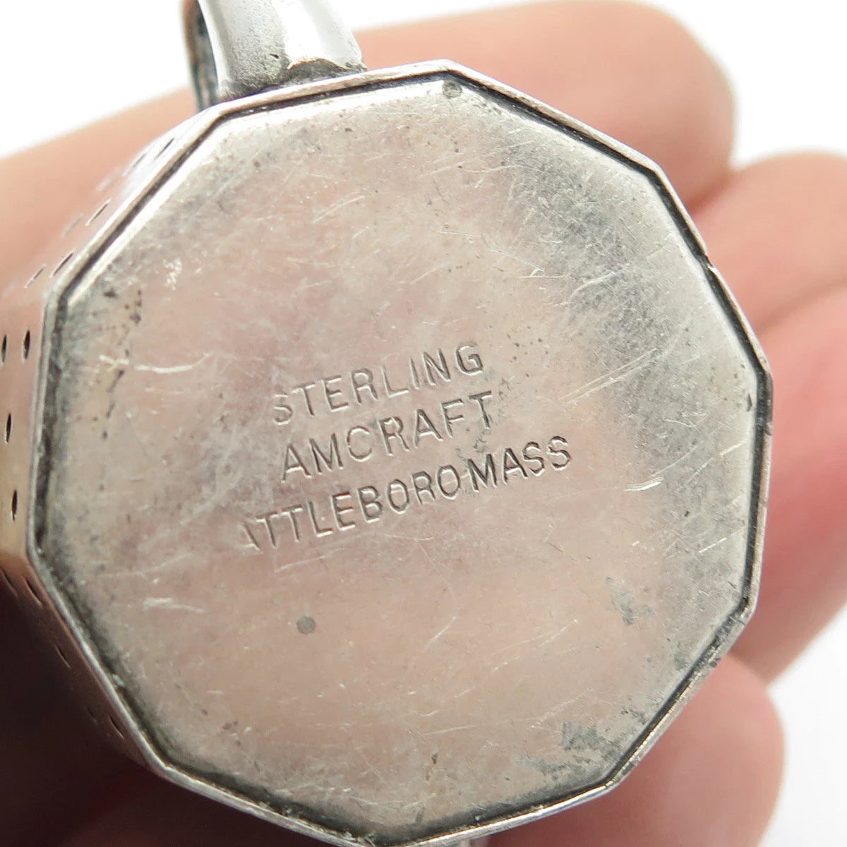 925 Sterling Silver Antique Amcraft Attleboro Mass Teapot Tea Diffuser Strainer