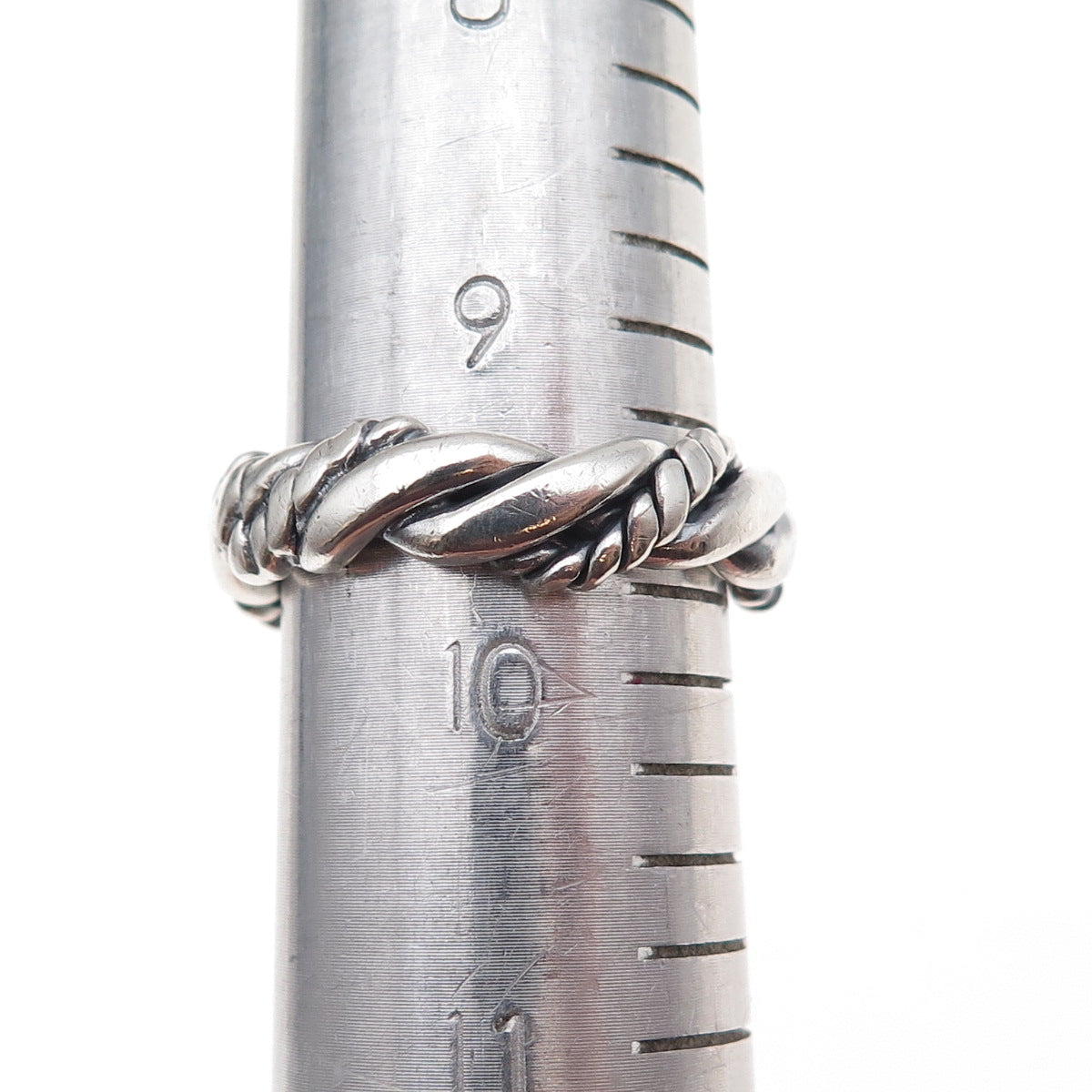 925 Sterling Silver Vintage Twisted Oxidized Band Ring Size 9.75