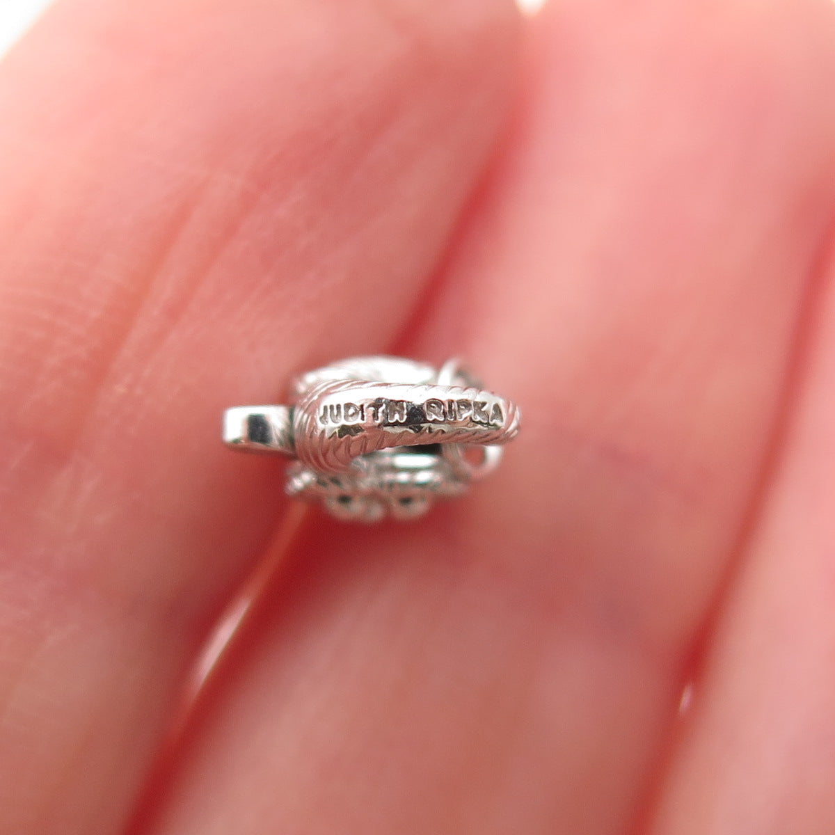 JUDITH RIPKA 925 Sterling Silver C Z Bar Pendant Cable Chain Necklace 18-20"