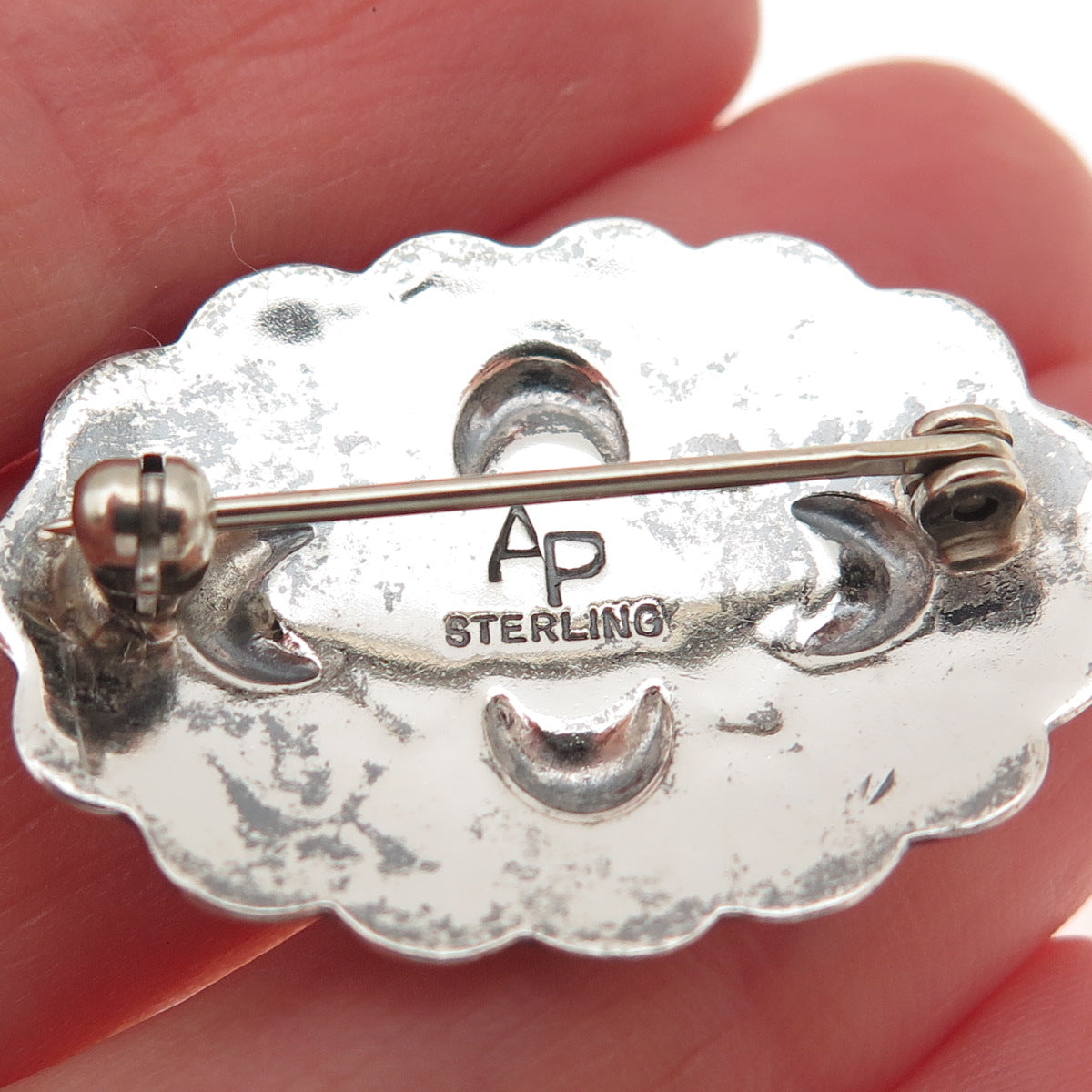 Anderson Parkett Navajo Old Pawn Sterling Silver Vintage Turquoise Pin Brooch