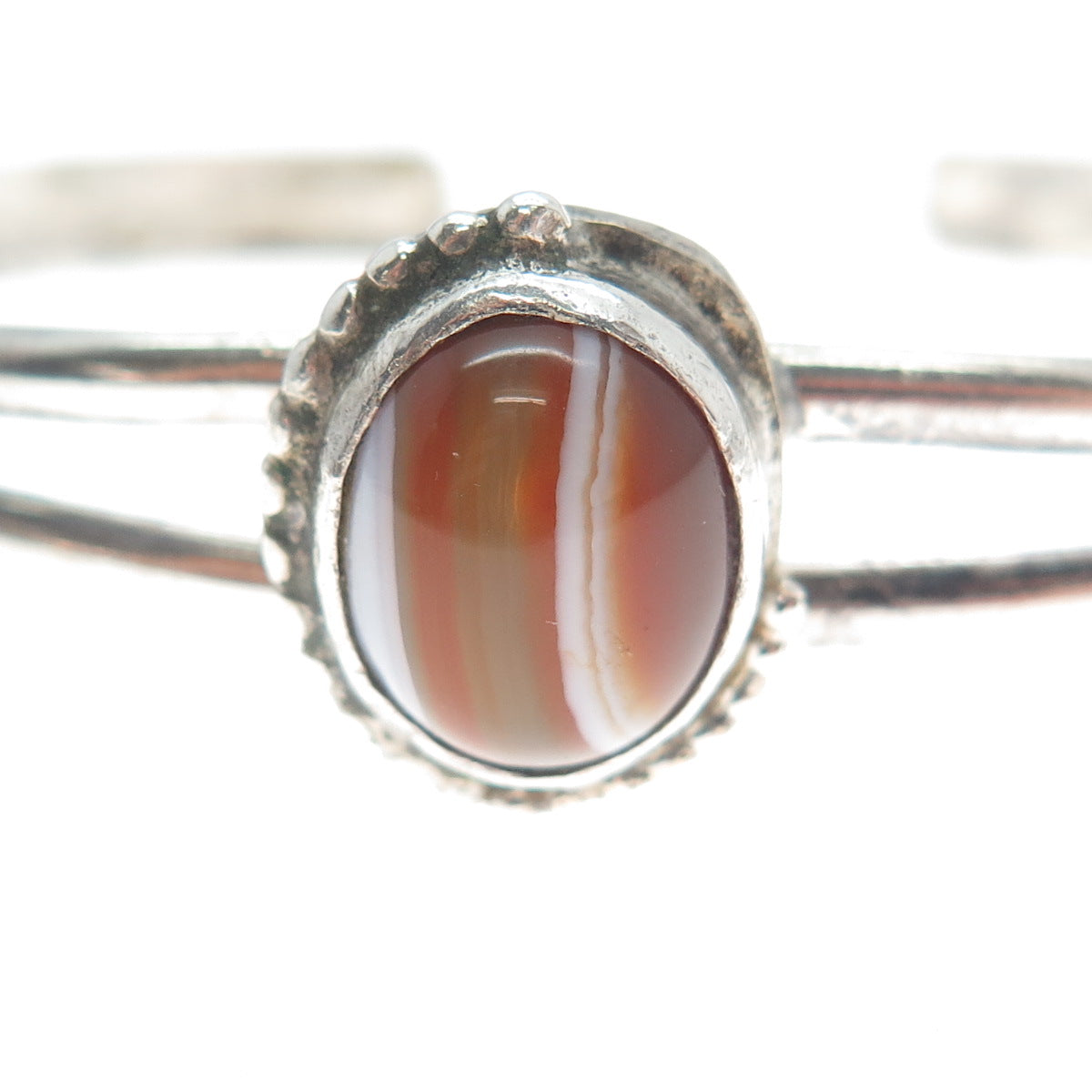 Old Pawn Sterling Silver Vintage Southwestern Agate Adjustable Bracelet 5.75"