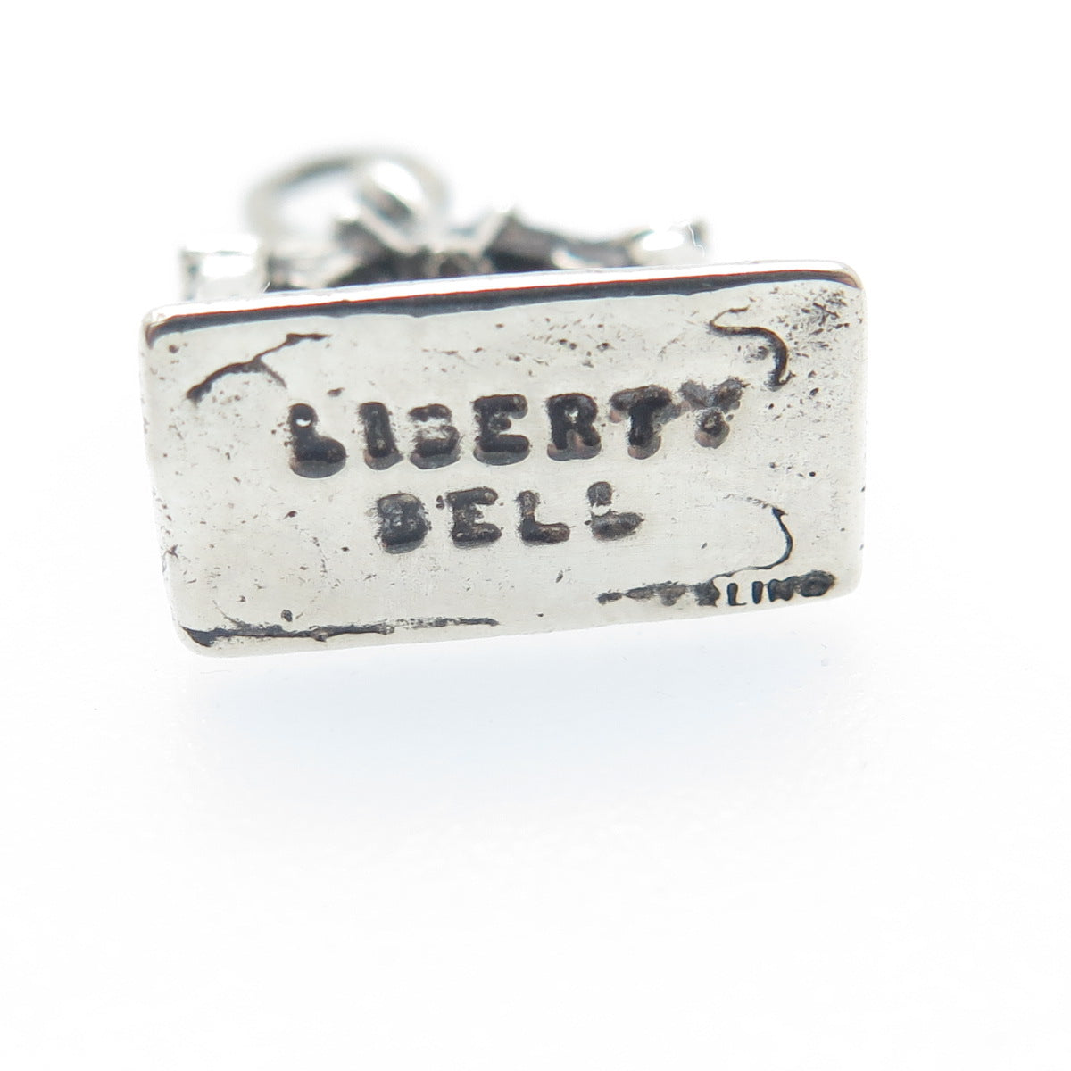 925 Sterling Silver Vintage Liberty Bell Arch Oxidized Minimalist Charm Pendant