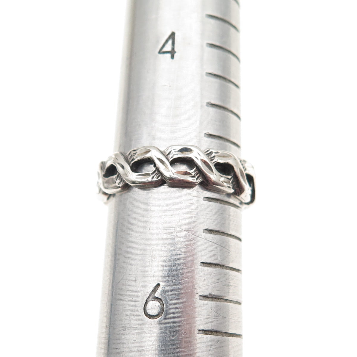 Silver Fox 925 Sterling Vintage Woven Link Band Ring Size 5.25