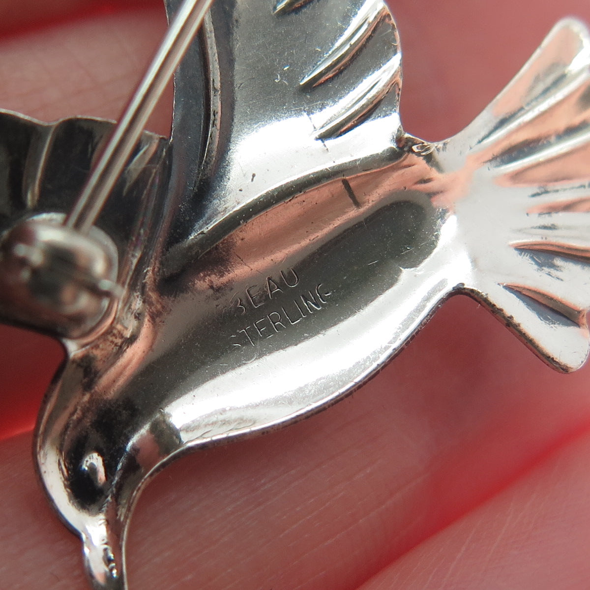 BEAU 925 Sterling Silver Vintage Seagull Bird Pin Brooch