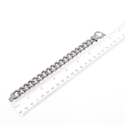 MILOR 925 Sterling Silver Vintage Italy Hollow Curb Link Bracelet 7"