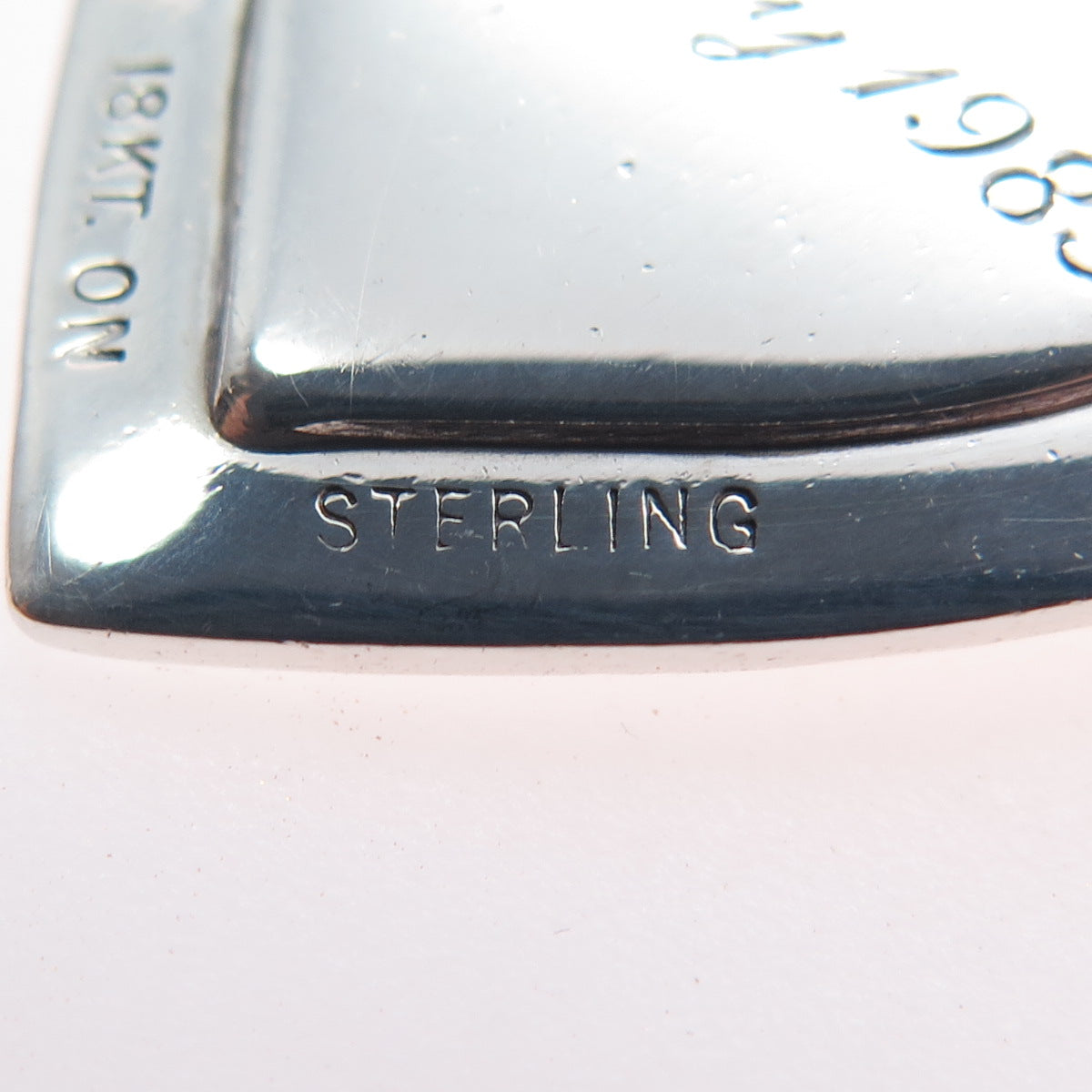 TIFFANY & CO. 925 Sterling Silver 18K Gold Vintage Engraved Heart Charm Pendant