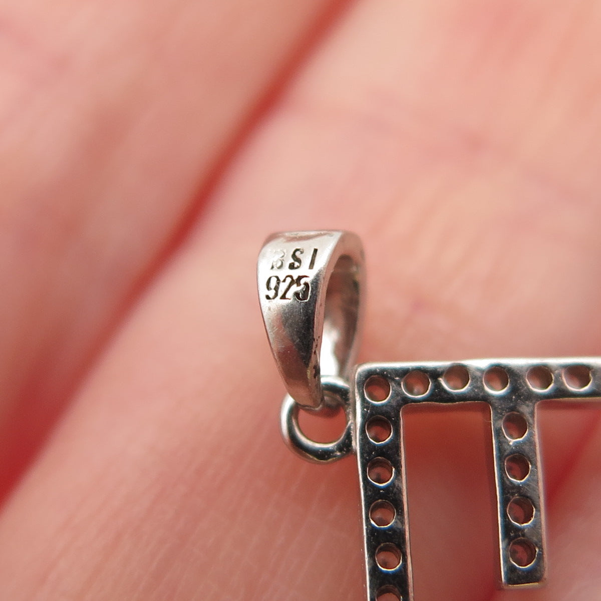 925 Sterling Silver Round-Cut C Z Letter F Initial Mini Charm Pendant