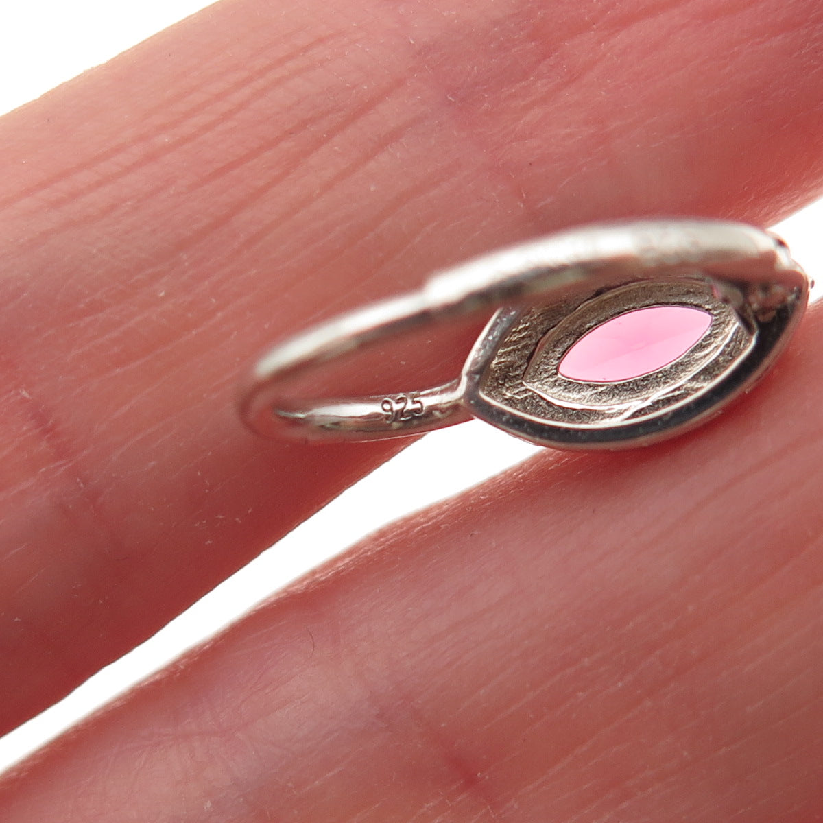 Tamo 925 Sterling Silver Marquise-Cut Pink & Round-Cut White C Z Earrings