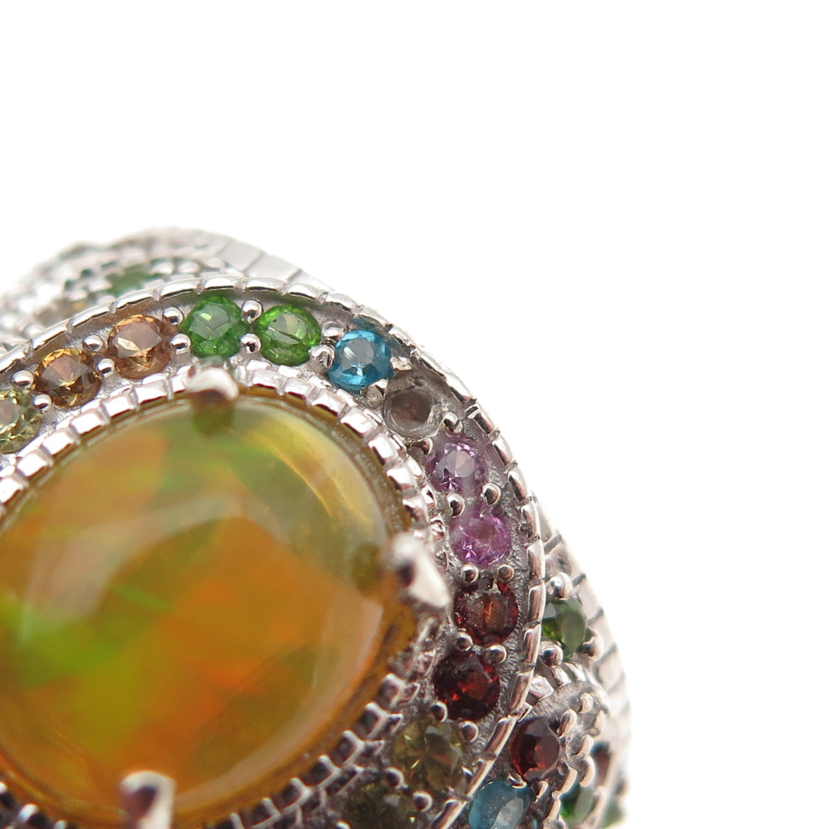 Chuck Clemency Sterling Real Opal & Multi-Gem Ring Size 6.25 (missing 1 stone)