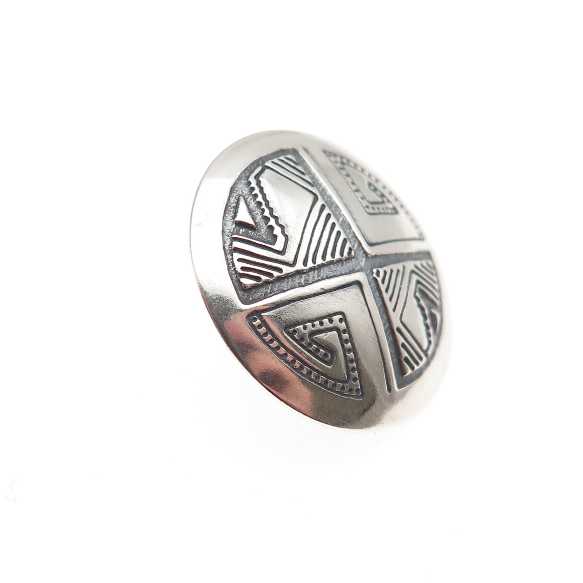 Old Pawn 925 Sterling Silver Vintage Southwestern Oxidized Tribal Button