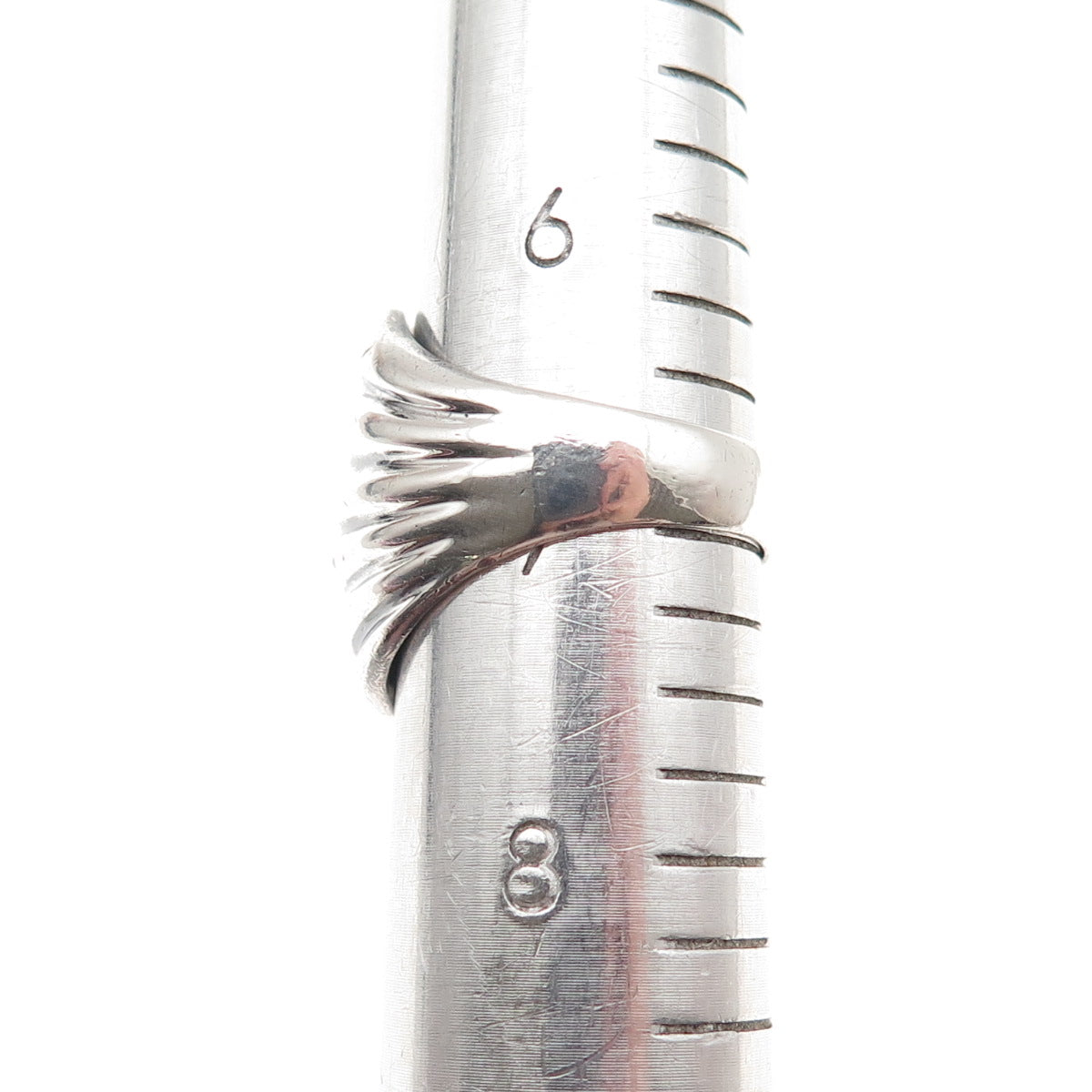 925 Sterling Silver Vintage Modernist Wing Oxidized Ring Size 7